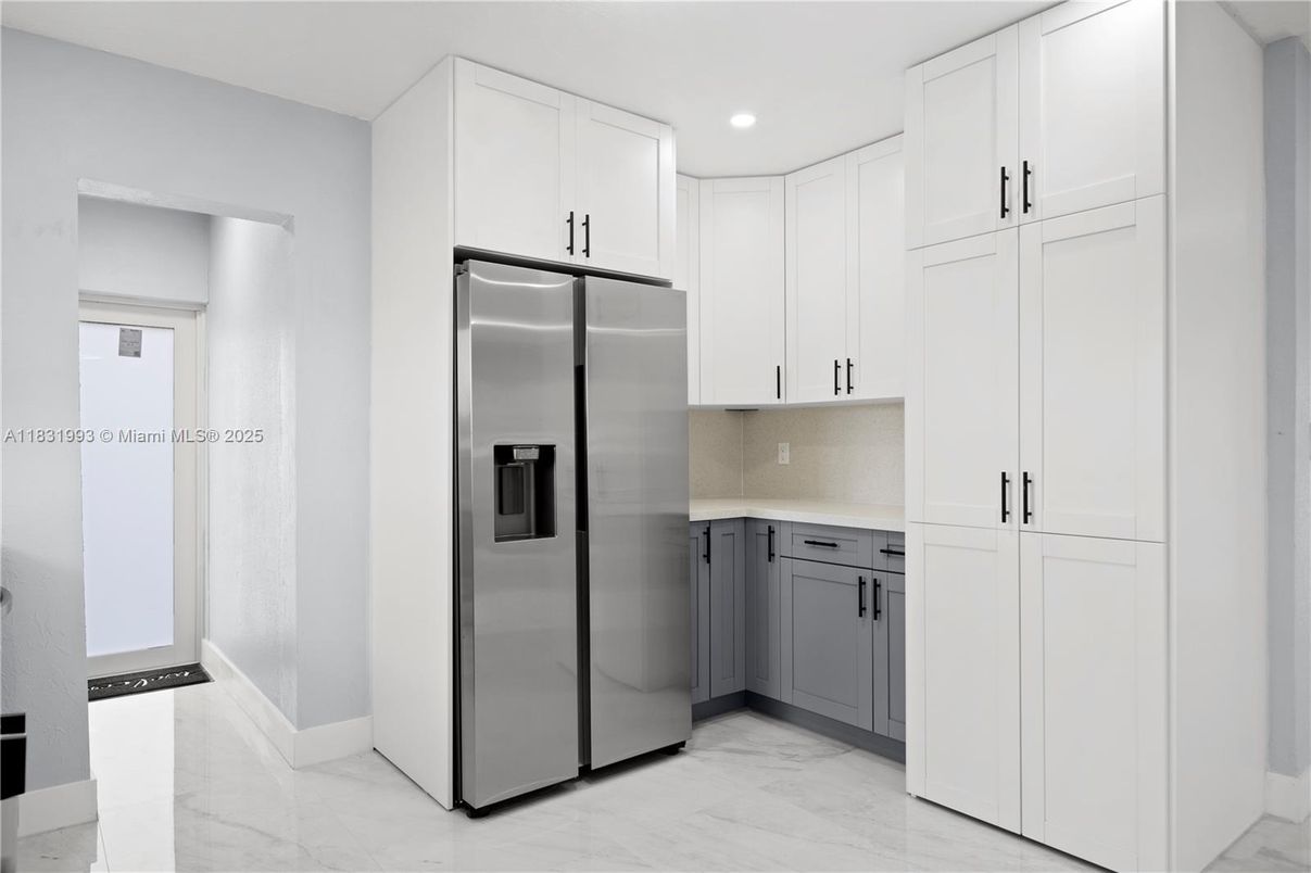 Interior, Kitchen, Marble, Recessed Lighting, Stainless Steel Appliances