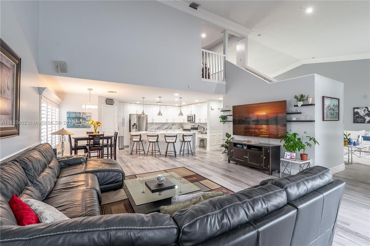 Dining room, Interior, Kitchen, Living room, Pendant Lights, Recessed Lighting, Wood Texture Flooring