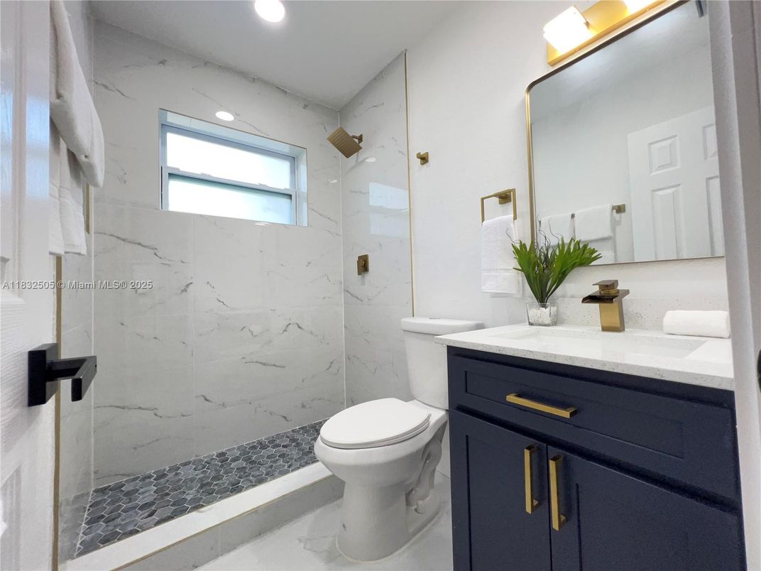 Bathroom, Glass Shower, Interior, Marble Walls, Recessed Lighting