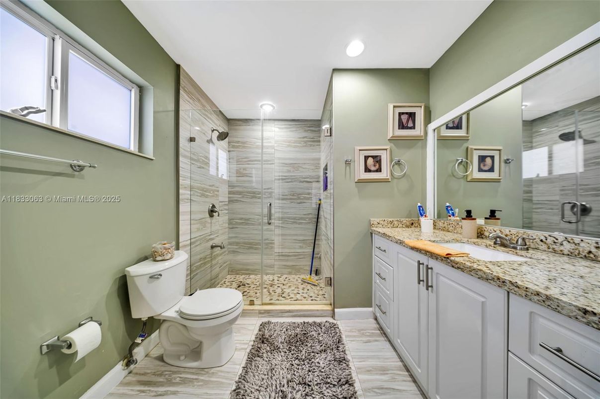Bathroom, Glass Shower, Interior, Marble, Recessed Lighting