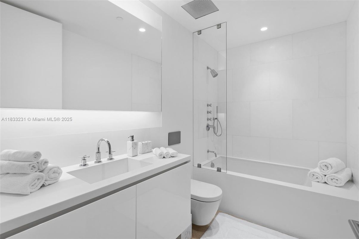 Bathroom, Glass Shower, Interior, Recessed Lighting