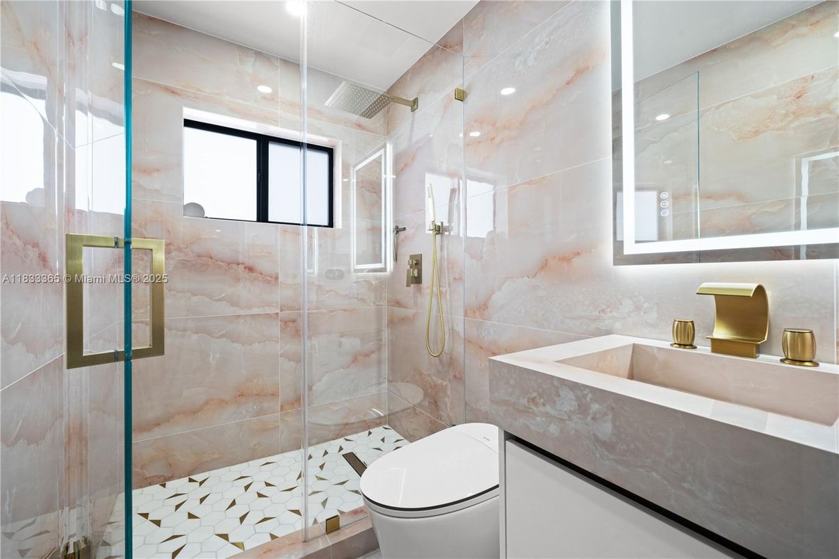 Bathroom, Glass Shower, Interior, Recessed Lighting