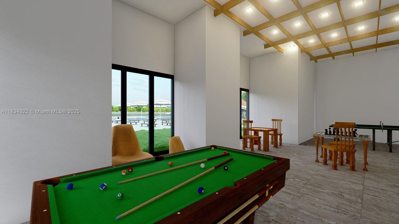 Billiard Table, Game Room, Interior, Recessed Lighting, Water