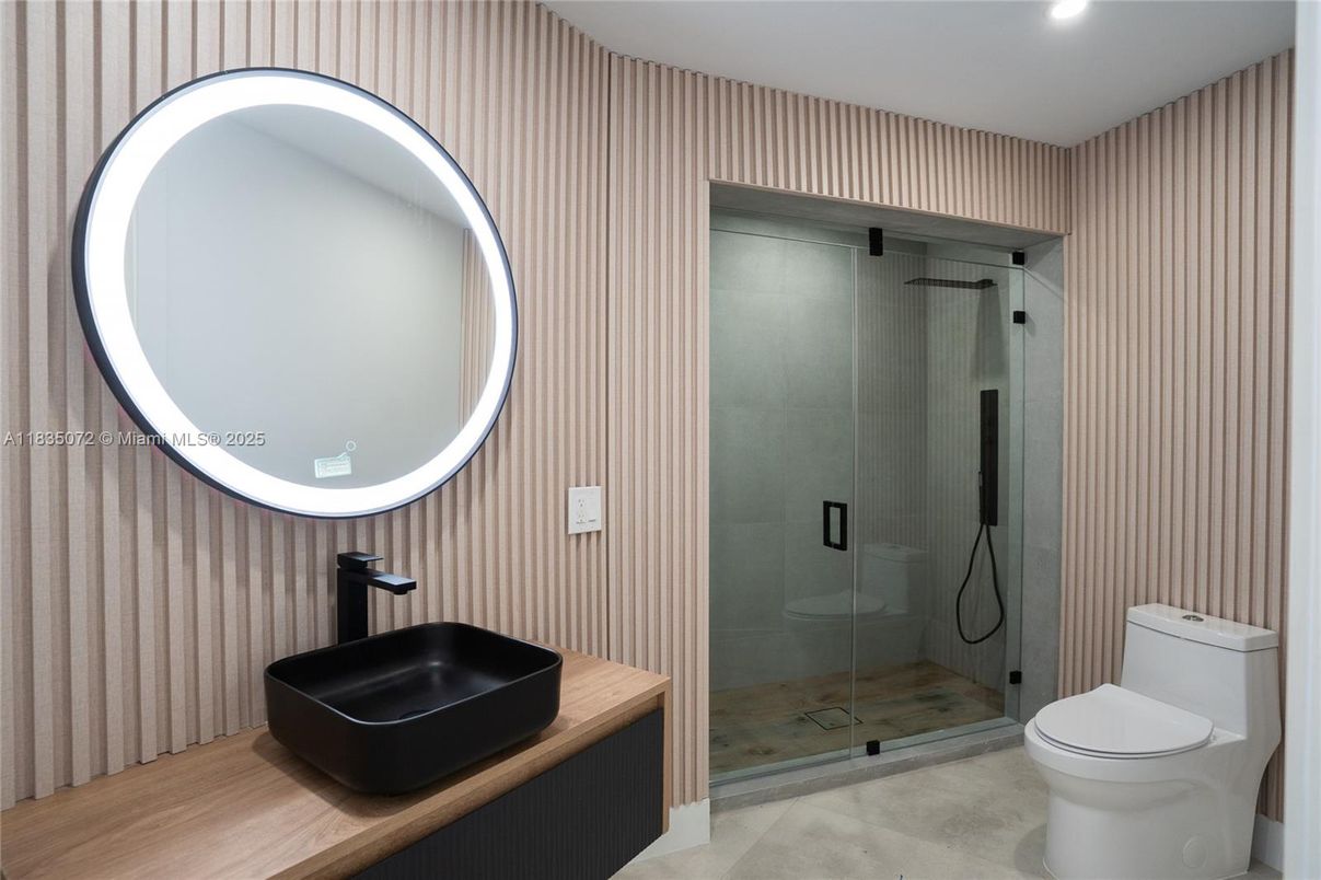 Bathroom, Glass Shower, Interior, Recessed Lighting