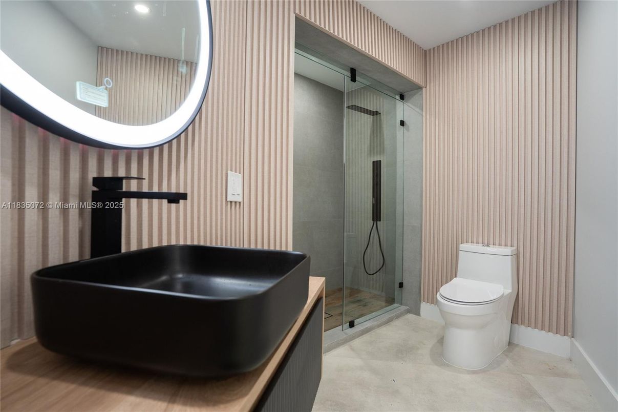 Bathroom, Glass Shower, Interior, Recessed Lighting