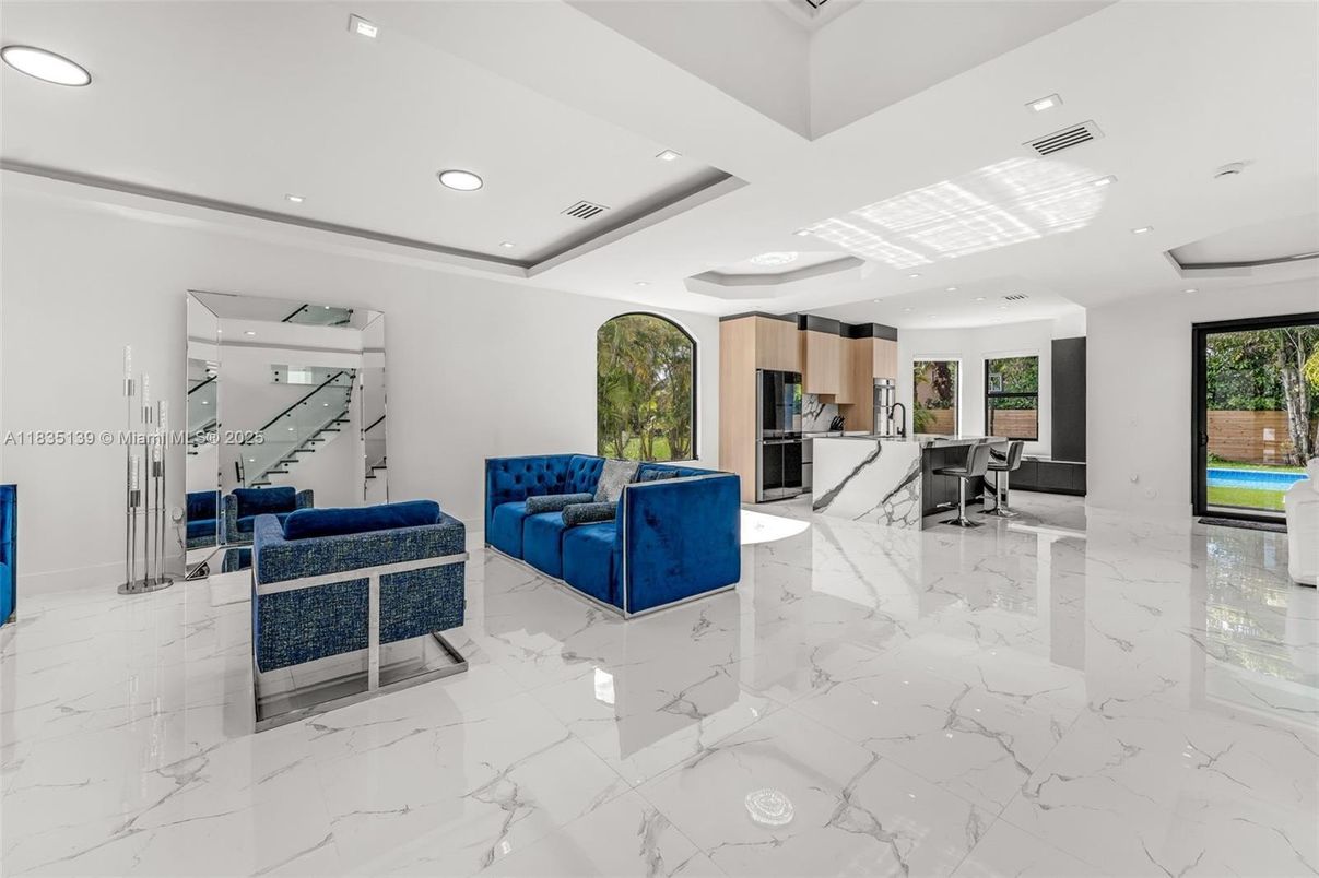 Dining room, Interior, Kitchen, Living room, Marble, Recessed Lighting