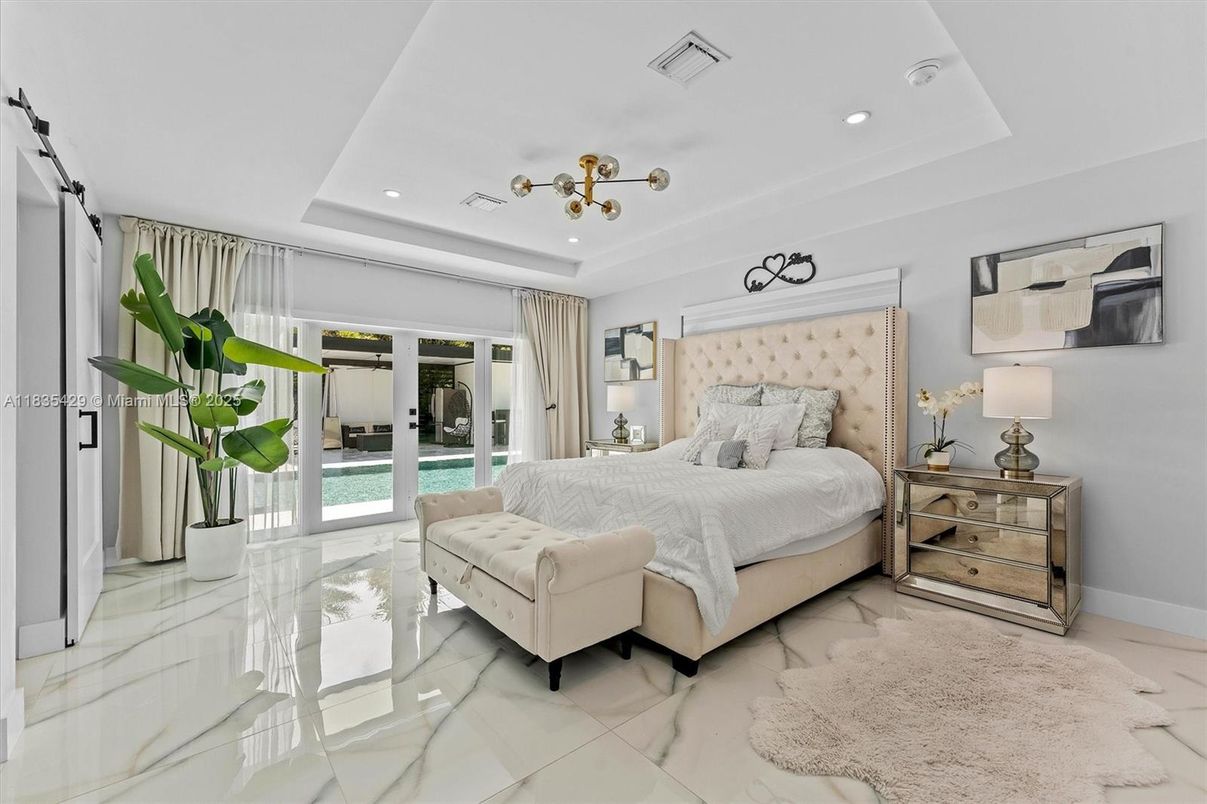 Bedroom, Interior, Marble, Pendant Lights, Recessed Lighting