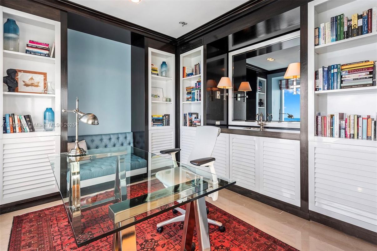 Home Office, Interior, Recessed Lighting, Wood Texture Flooring