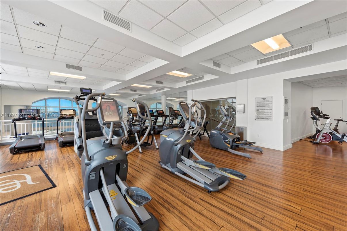 Fitness Equipment, Gym, Interior, Wood Texture Flooring