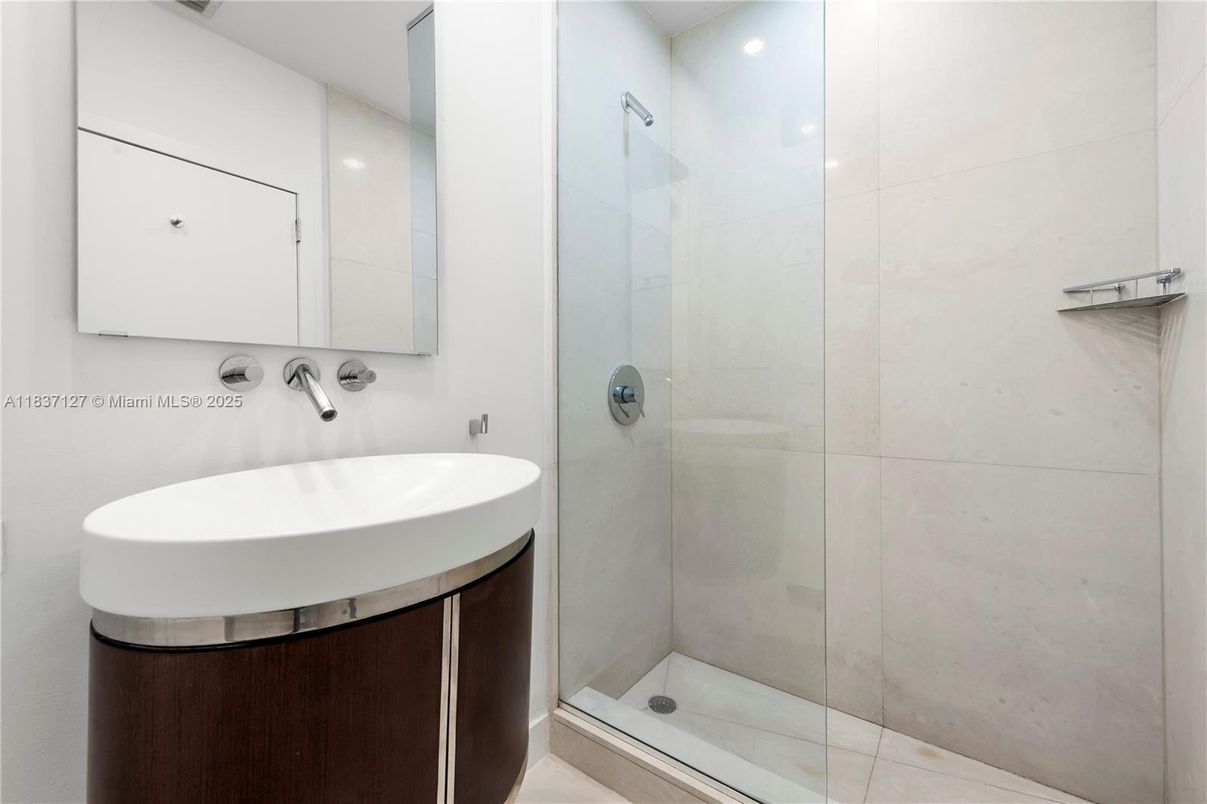 Bathroom, Glass Shower, Interior, Recessed Lighting