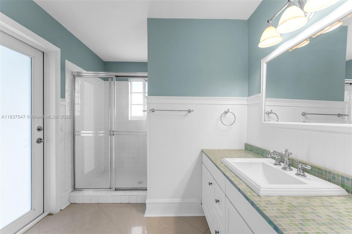 Bathroom, Glass Shower, Interior, Tile Countertops