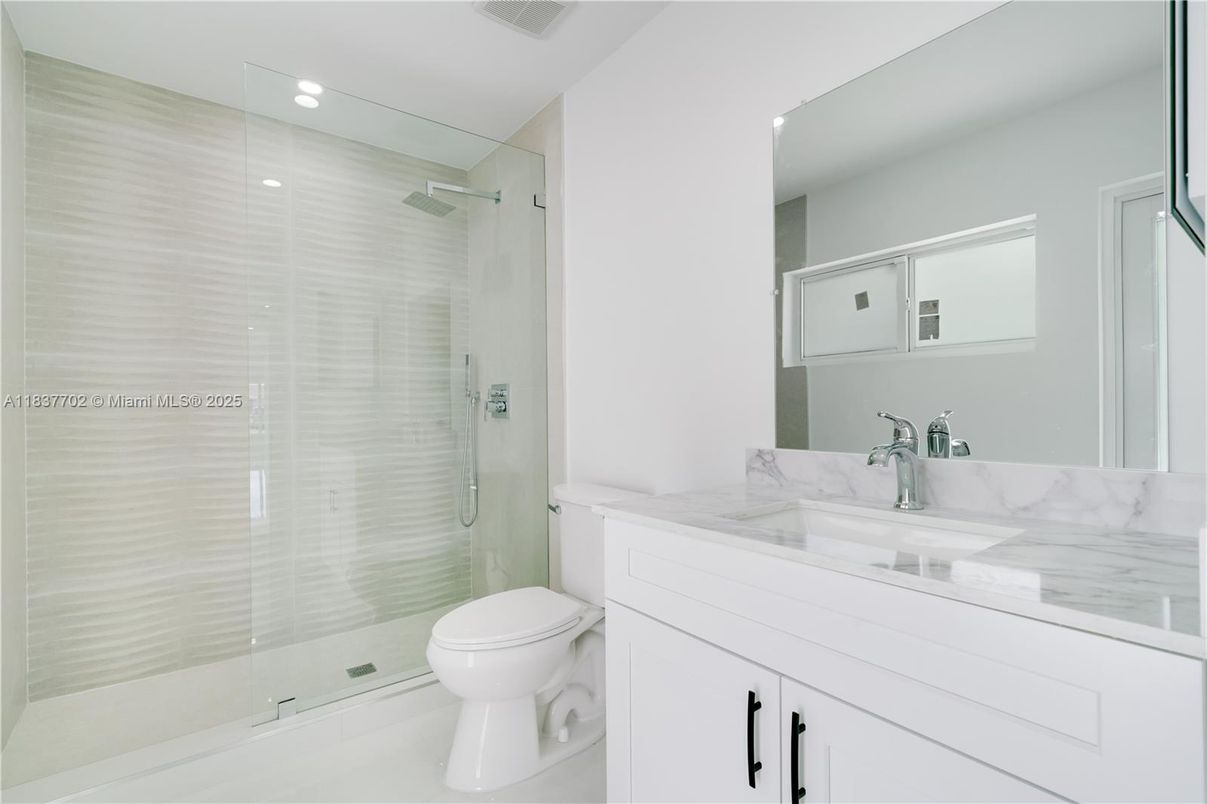 Bathroom, Glass Shower, Interior, Recessed Lighting