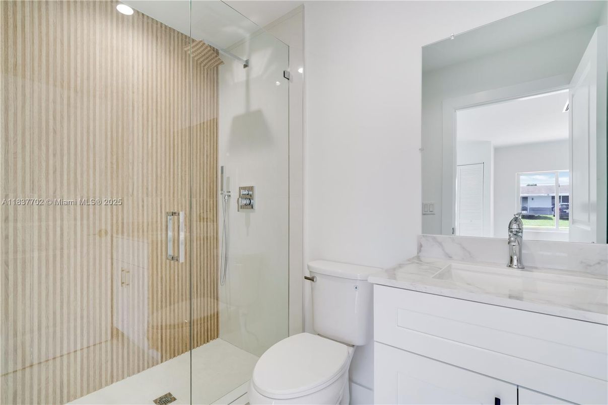 Bathroom, Glass Shower, Interior, Recessed Lighting