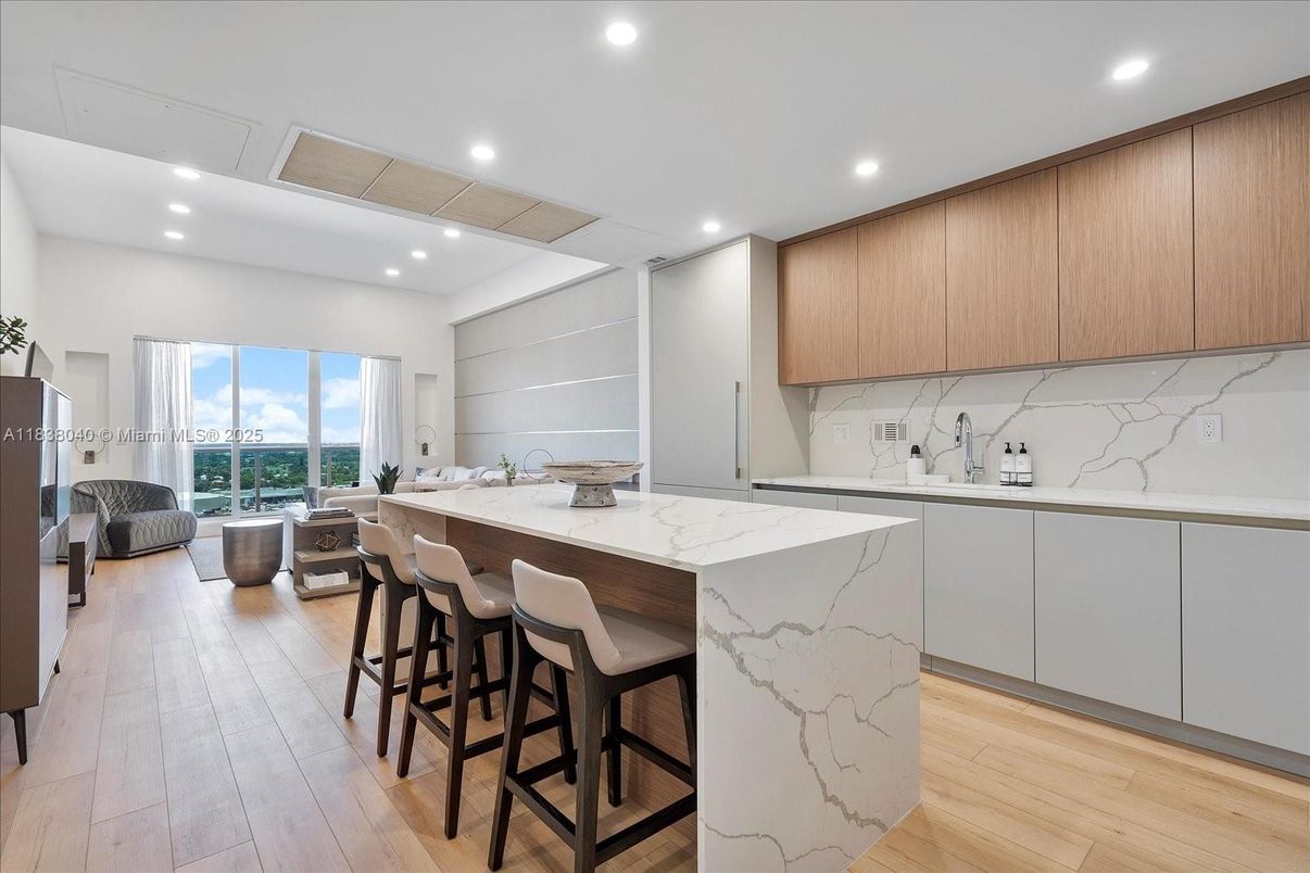 Interior, Kitchen, Recessed Lighting, Wood Texture Flooring