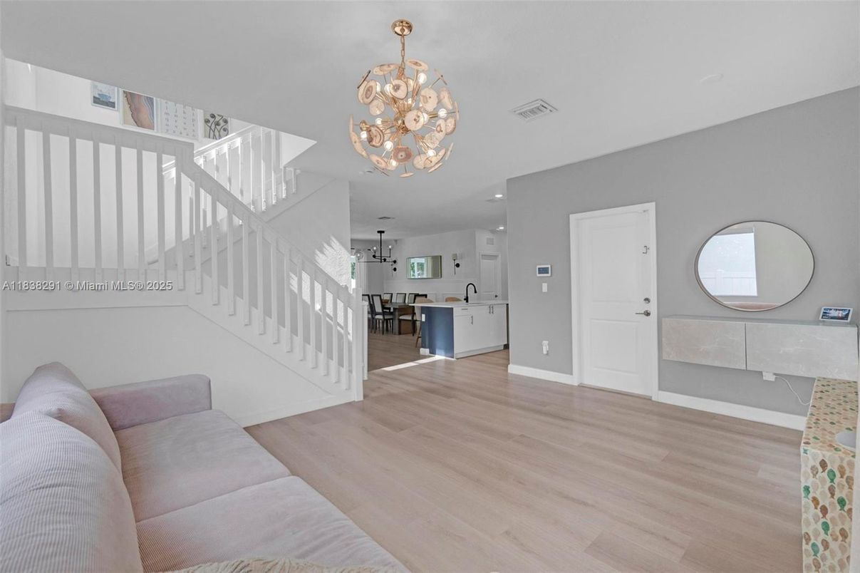 Chandelier, Interior, Kitchen, Pendant Lights, Wood Texture Flooring