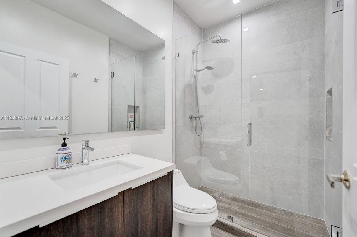 Bathroom, Glass Shower, Interior, Recessed Lighting