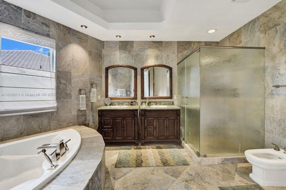 Bathroom, Dual Sink Vanities, Glass Shower, Interior, Recessed Lighting