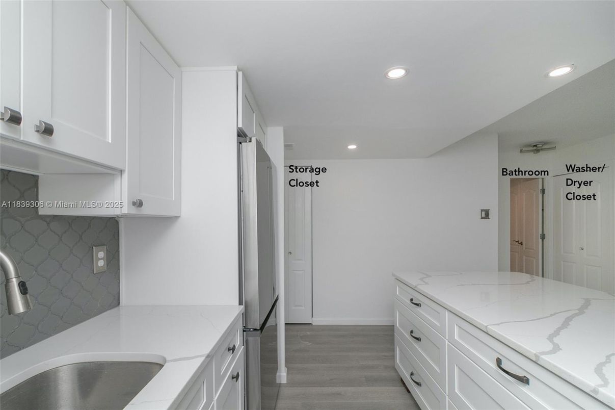 Interior, Kitchen, Recessed Lighting, Wood Texture Flooring
