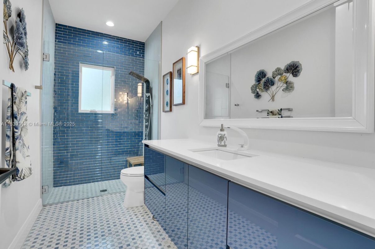 Bathroom, Glass Shower, Interior, Recessed Lighting