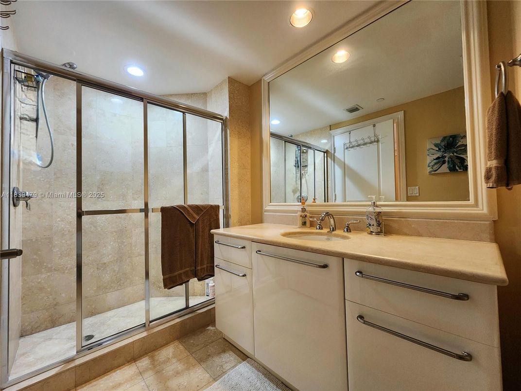 Bathroom, Glass Shower, Interior, Recessed Lighting