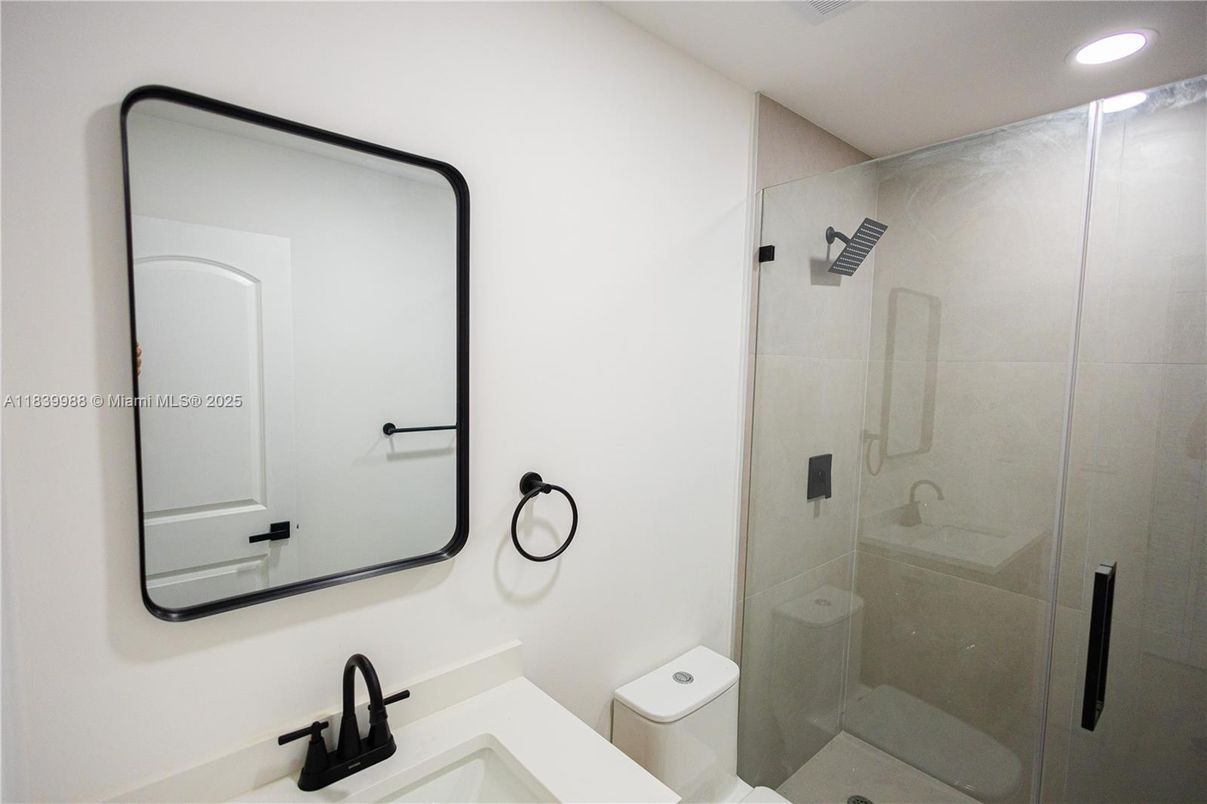 Bathroom, Glass Shower, Interior, Recessed Lighting