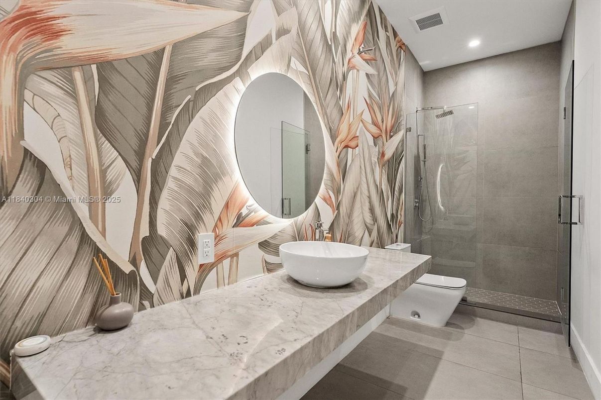 Bathroom, Glass Shower, Interior, Recessed Lighting