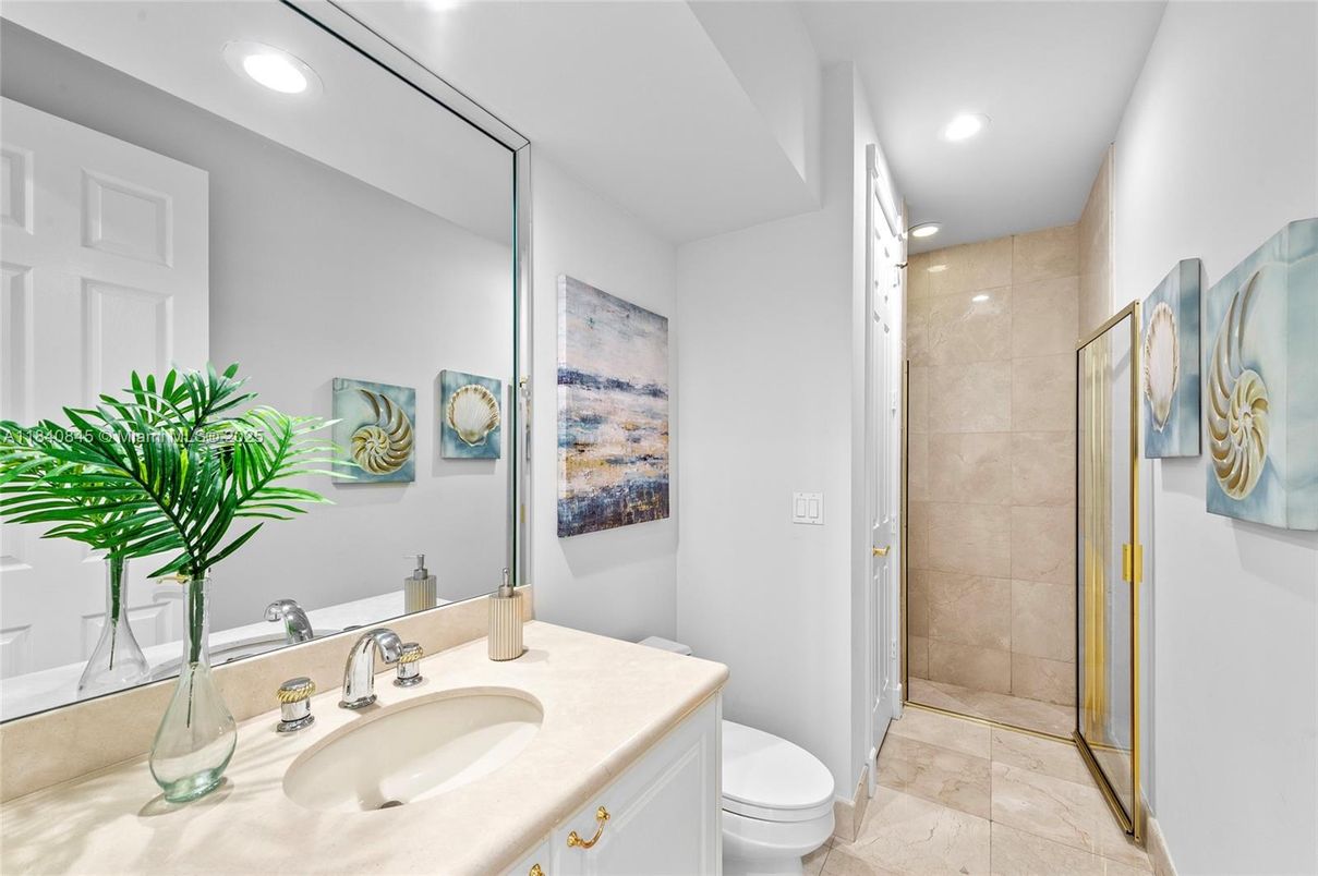 Bathroom, Glass Shower, Interior, Recessed Lighting