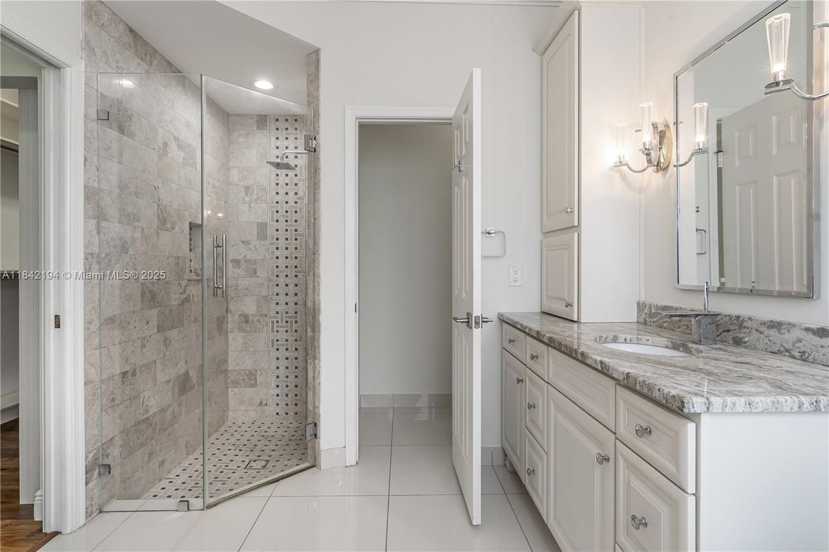 Bathroom, Dual Sink Vanities, Glass Shower, Interior, Recessed Lighting