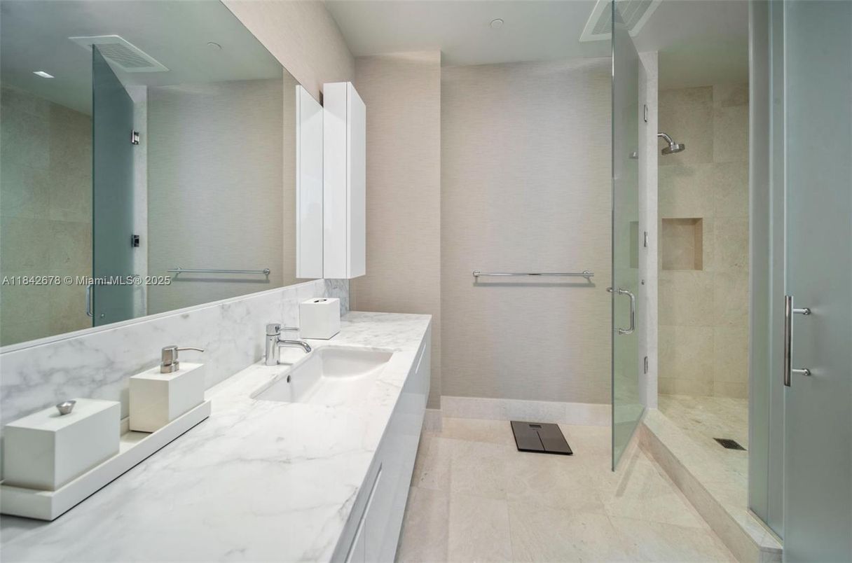 Bathroom, Dual Sink Vanities, Glass Shower, Interior, Recessed Lighting