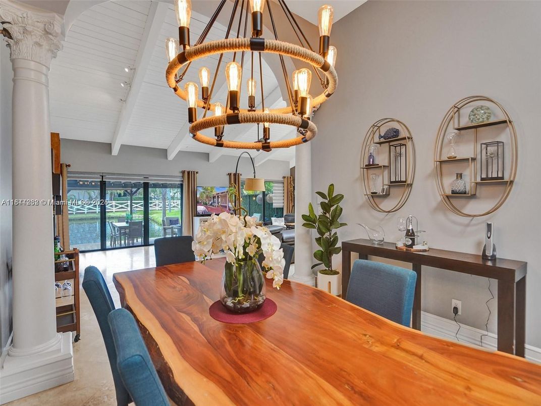 Chandelier, Dining room, Fireplace, Interior, Water