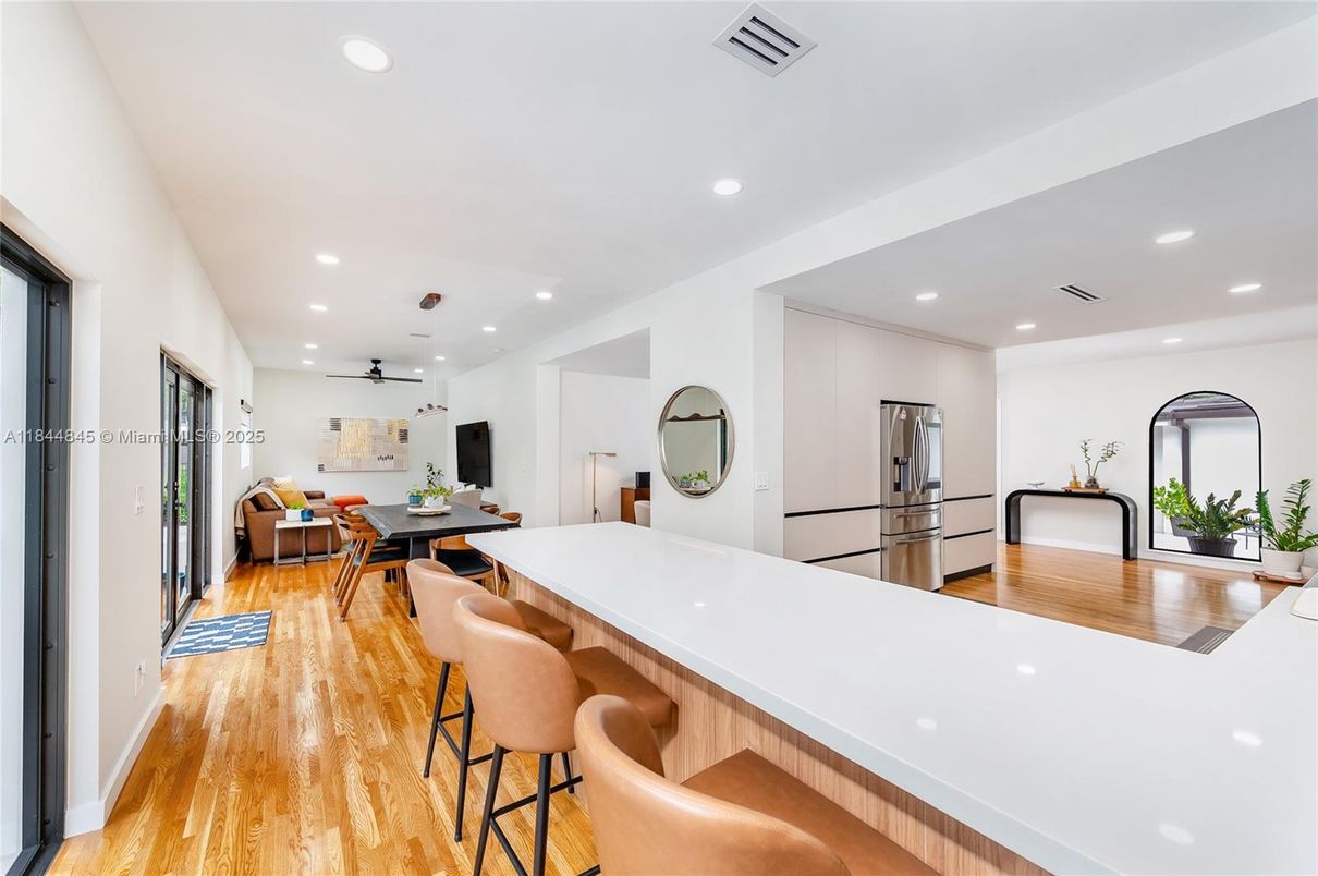 Interior, Kitchen, Recessed Lighting, Wood Texture Flooring