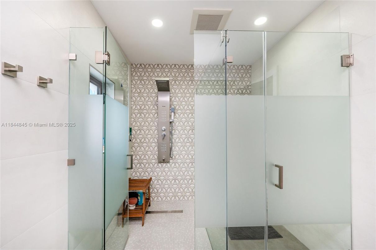 Bathroom, Elevator, Glass Shower, Interior, Recessed Lighting