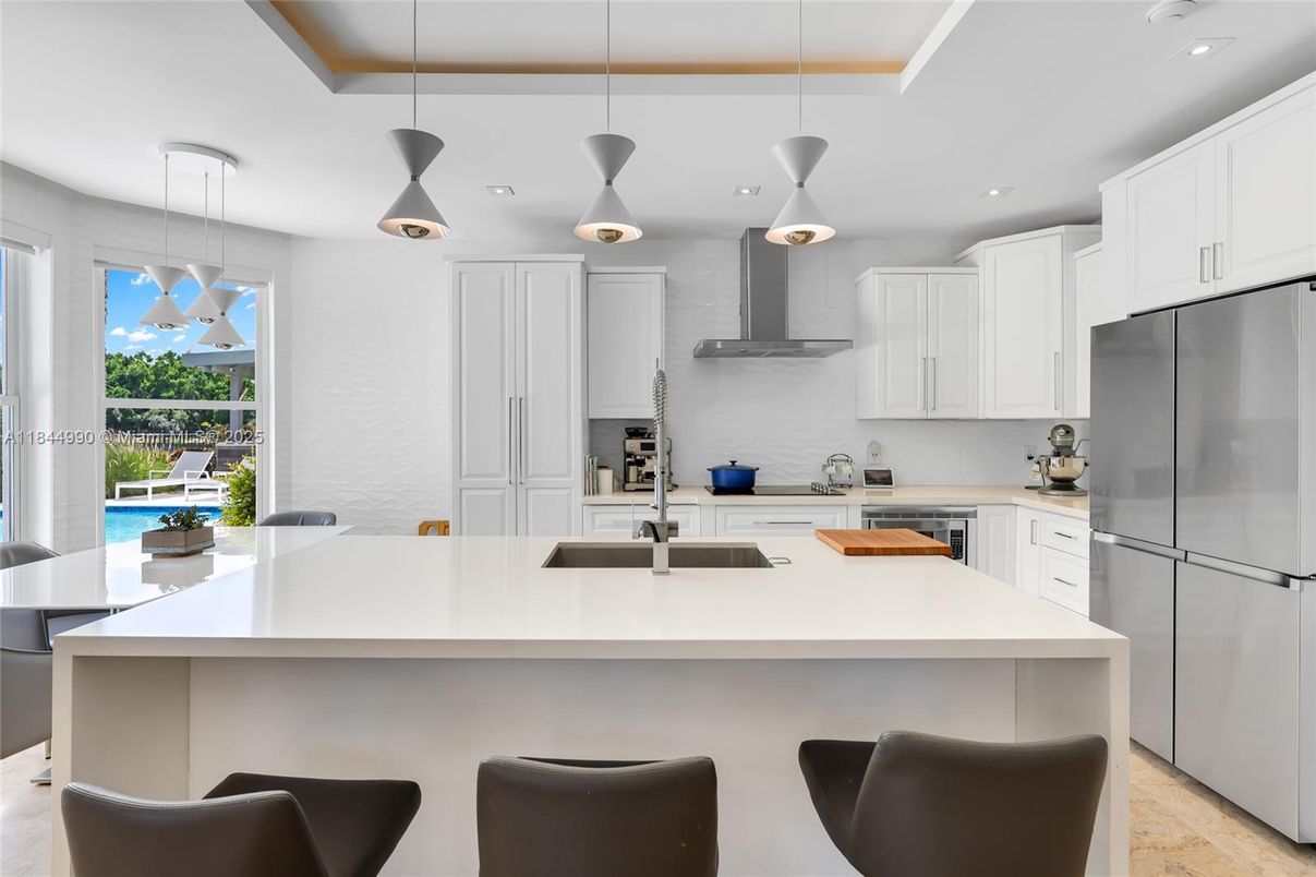 Interior, Kitchen, Pendant Lights, Recessed Lighting, Stainless Steel Appliances