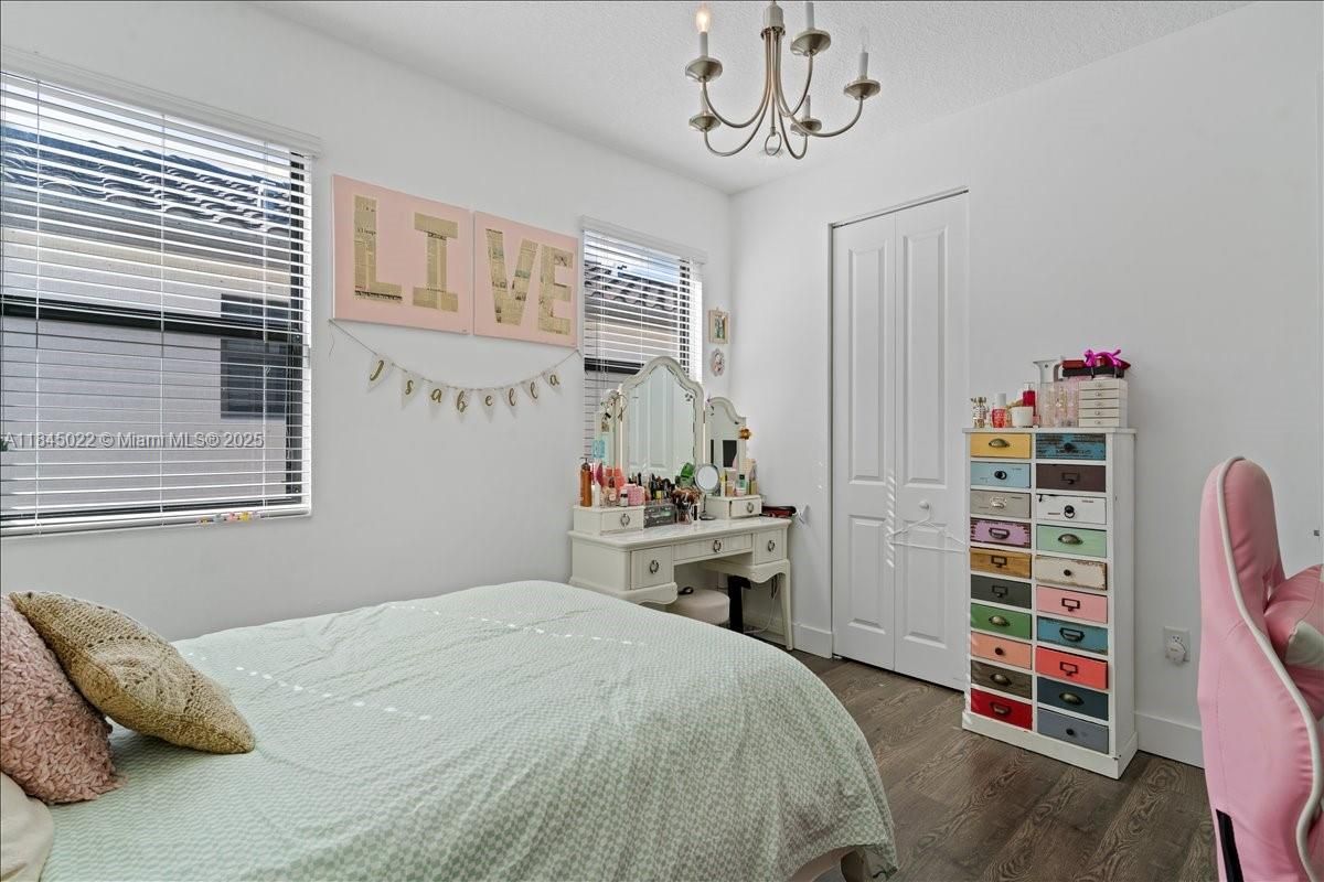 Bedroom, Chandelier, Interior, Wood Texture Flooring