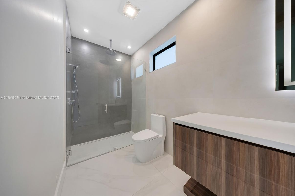 Bathroom, Glass Shower, Interior, Marble, Recessed Lighting