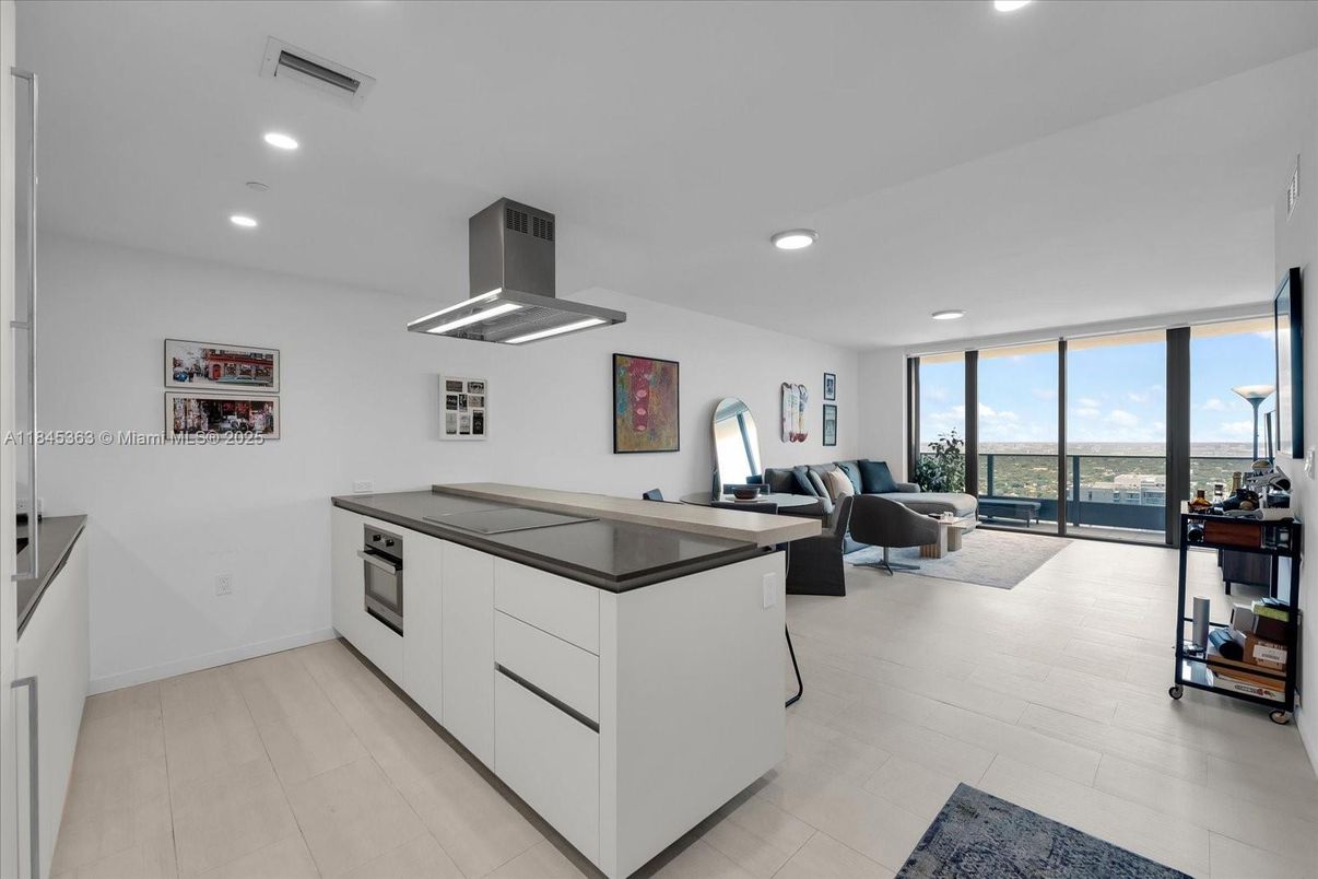 Interior, Kitchen, Living room, Recessed Lighting, Water, Wood Texture Flooring