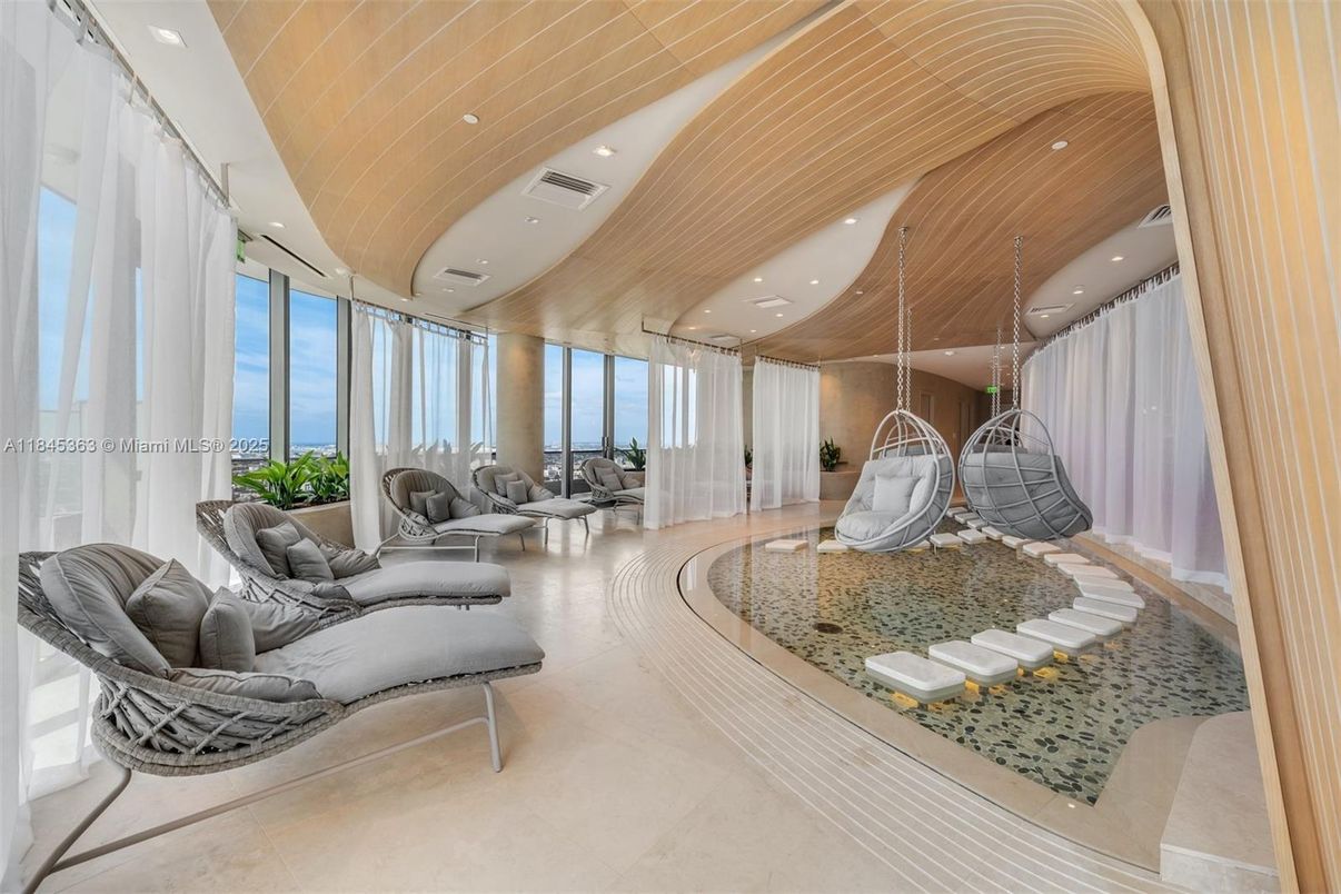 Interior, Living room, Recessed Lighting, Water, Wooden Ceilings