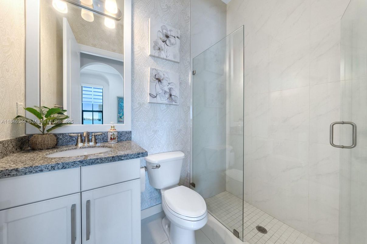 Bathroom, Glass Shower, Interior, Marble Walls