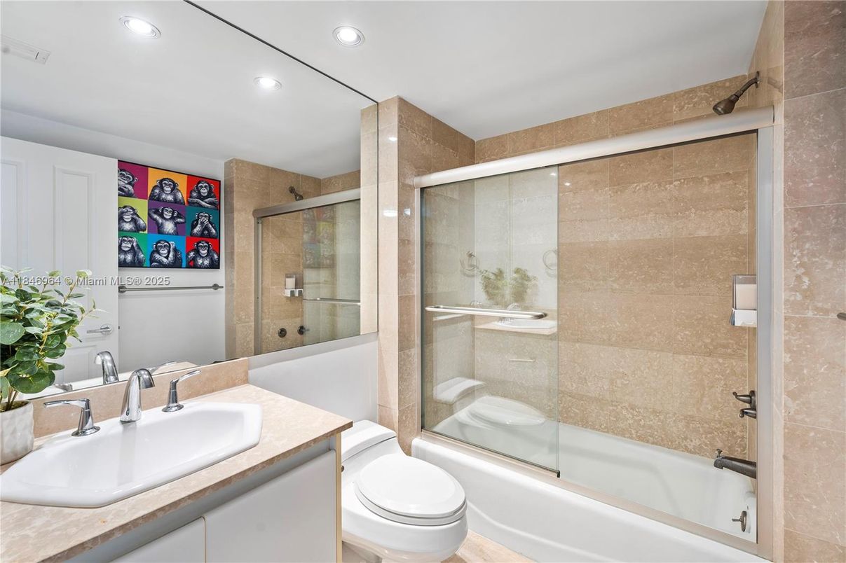 Bathroom, Glass Shower, Interior, Recessed Lighting