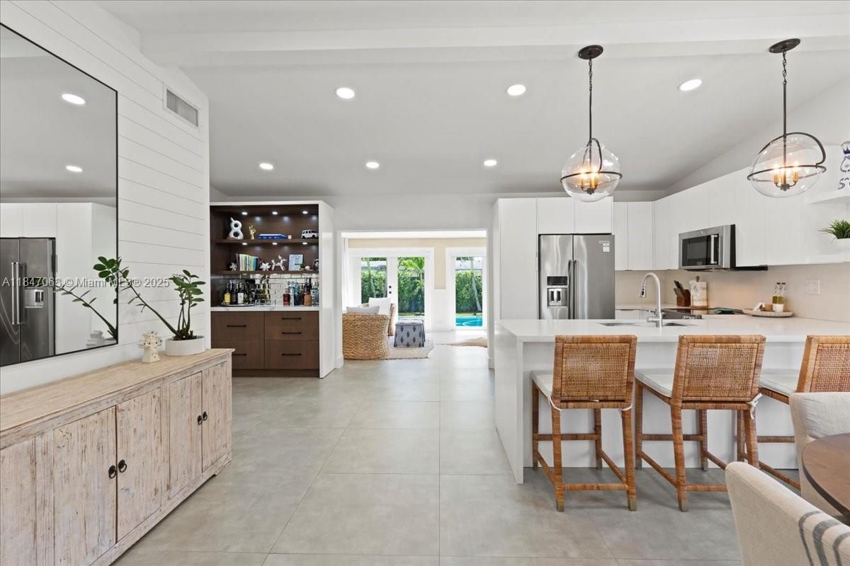 Interior, Kitchen, Pendant Lights, Recessed Lighting, Stainless Steel Appliances