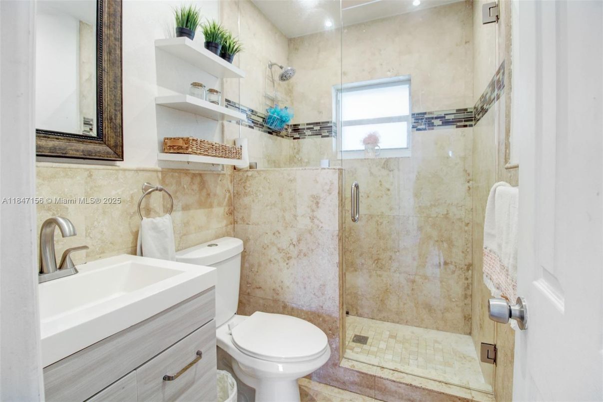 Bathroom, Glass Shower, Interior, Recessed Lighting