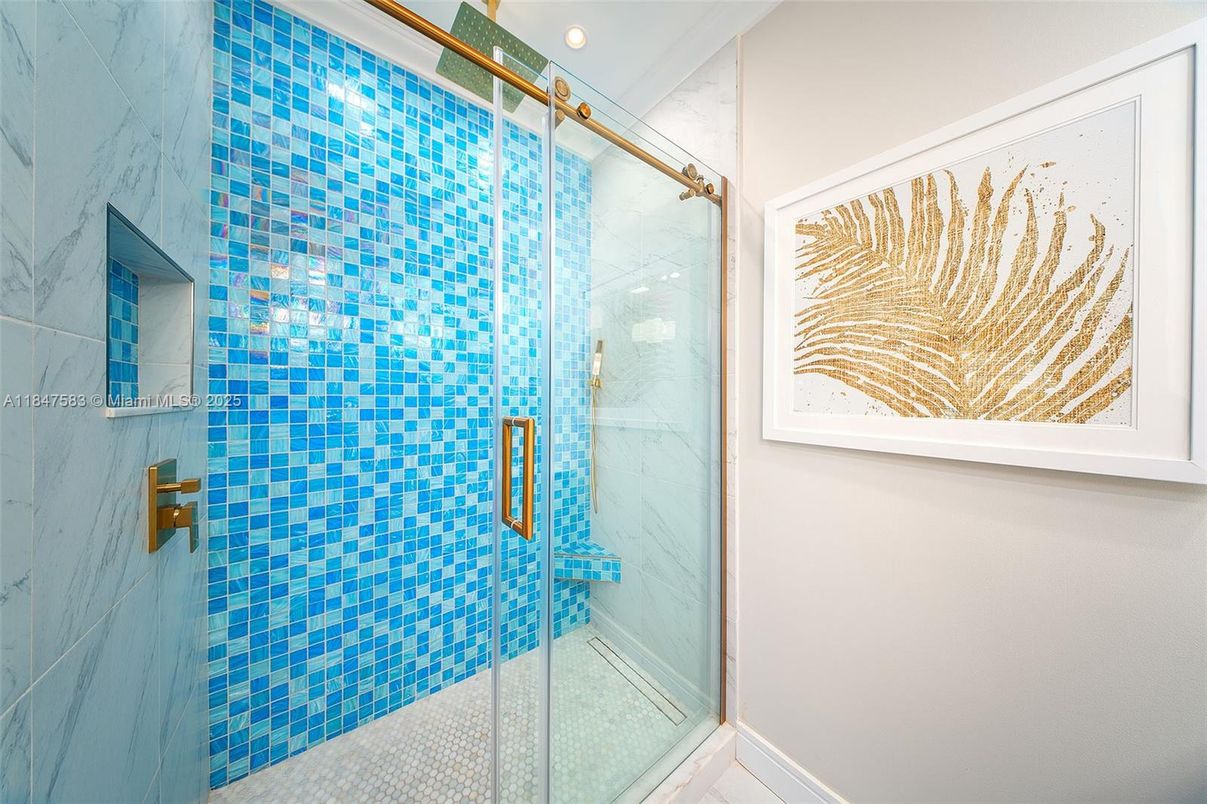 Bathroom, Glass Shower, Interior, Marble Walls