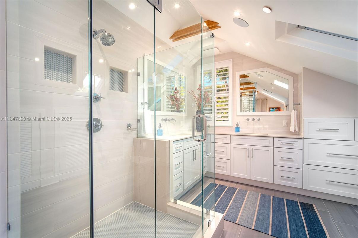 Bathroom, Glass Shower, Interior, Recessed Lighting