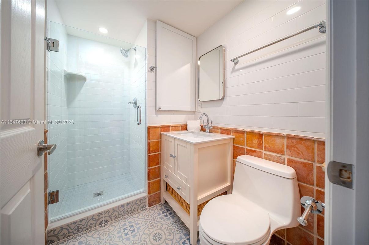 Bathroom, Glass Shower, Interior, Recessed Lighting