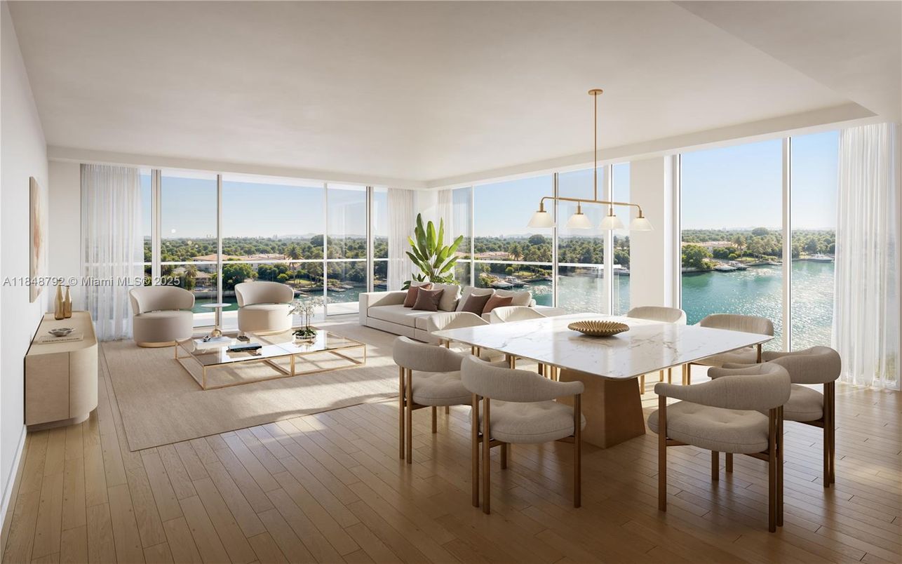 Dining room, Interior, Living room, Pendant Lights, Water, Wood Texture Flooring