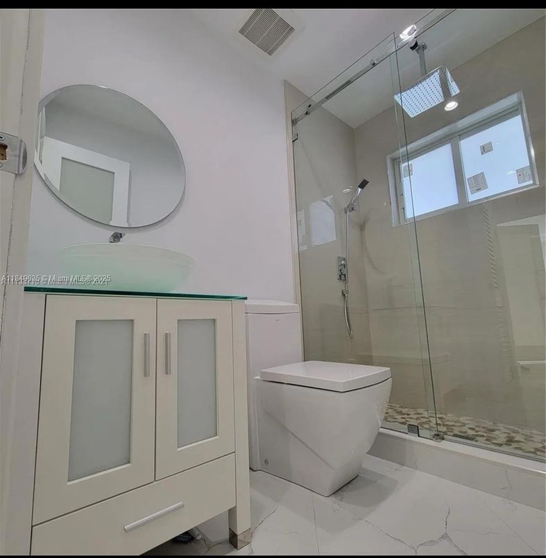 Bathroom, Glass Shower, Interior, Marble, Recessed Lighting