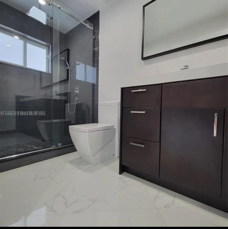Bathroom, Glass Shower, Interior, Marble, Recessed Lighting