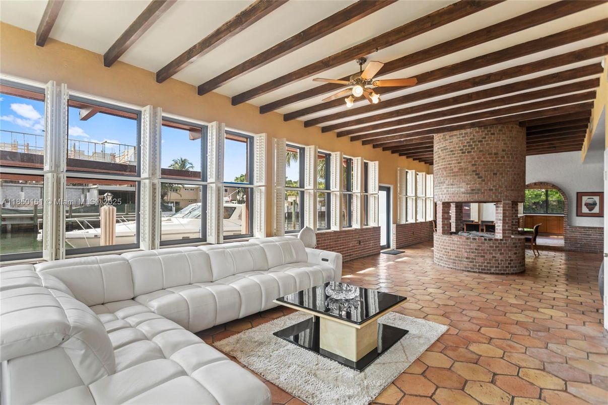 Fireplace, Interior, Living room, Stone Walls, Wooden Beams