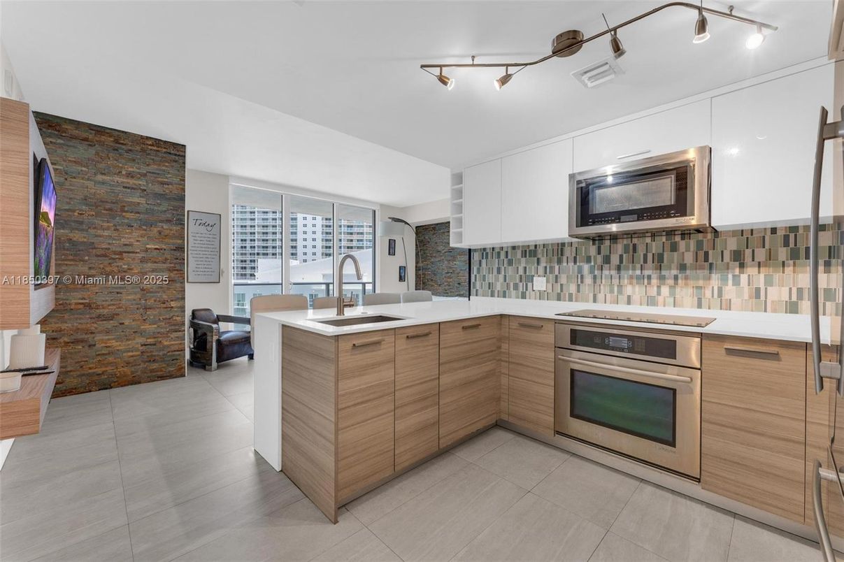 Interior, Kitchen, Stainless Steel Appliances, Stone Walls