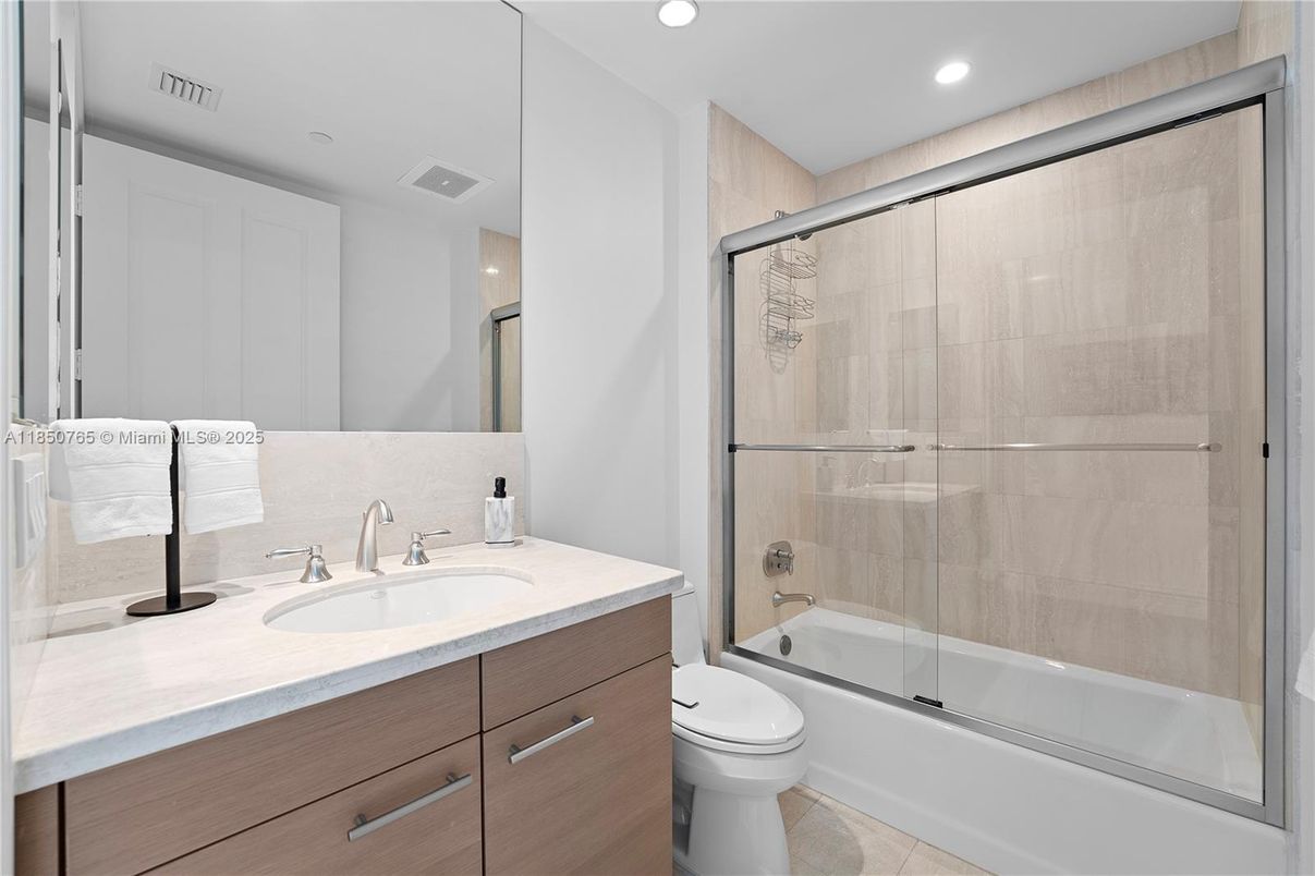 Bathroom, Glass Shower, Interior, Recessed Lighting